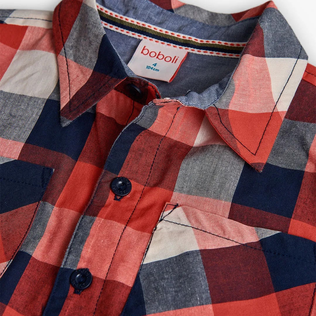 Camicia quadri per ragazzo con taschino