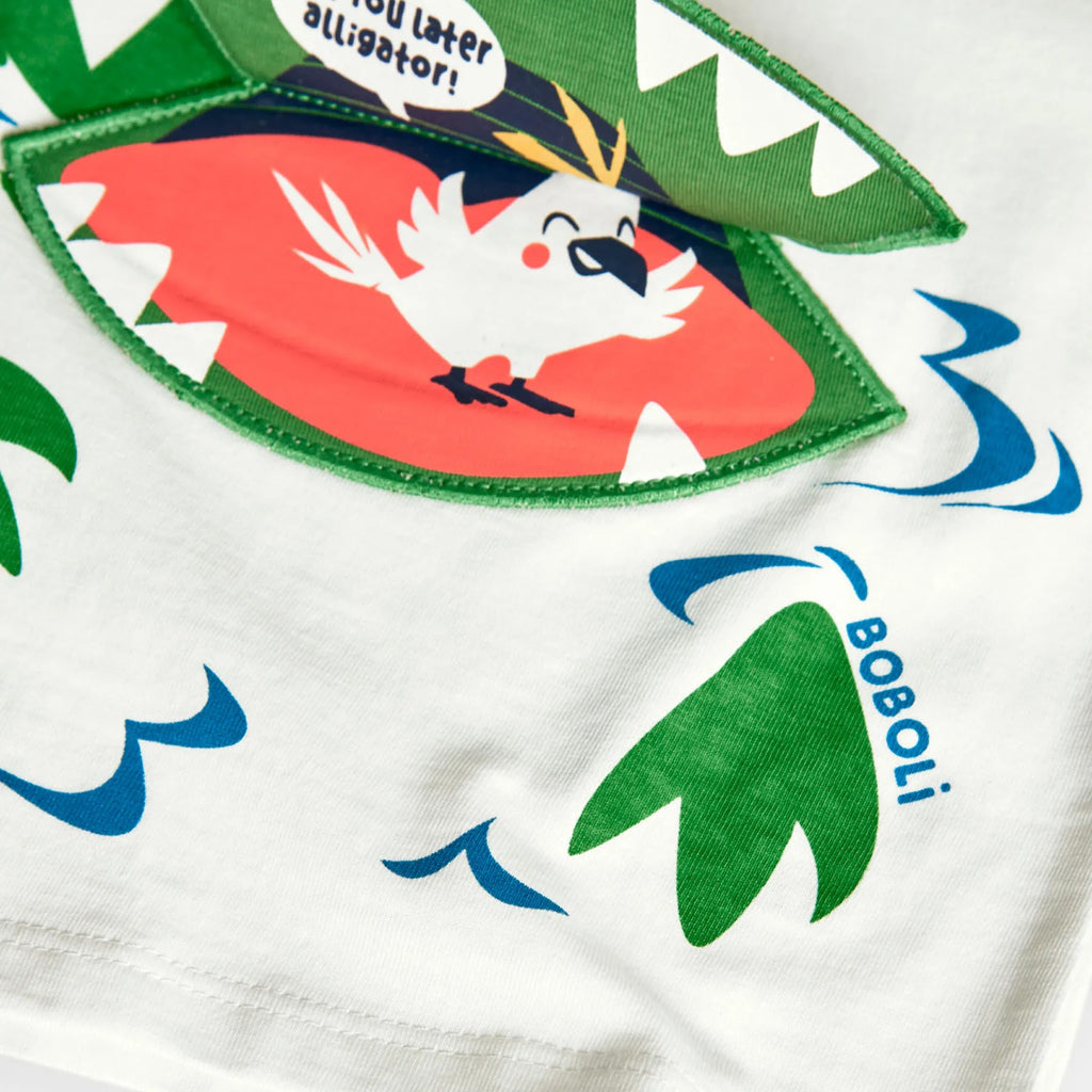 T-shirt mezza manica coccodrillo bianco