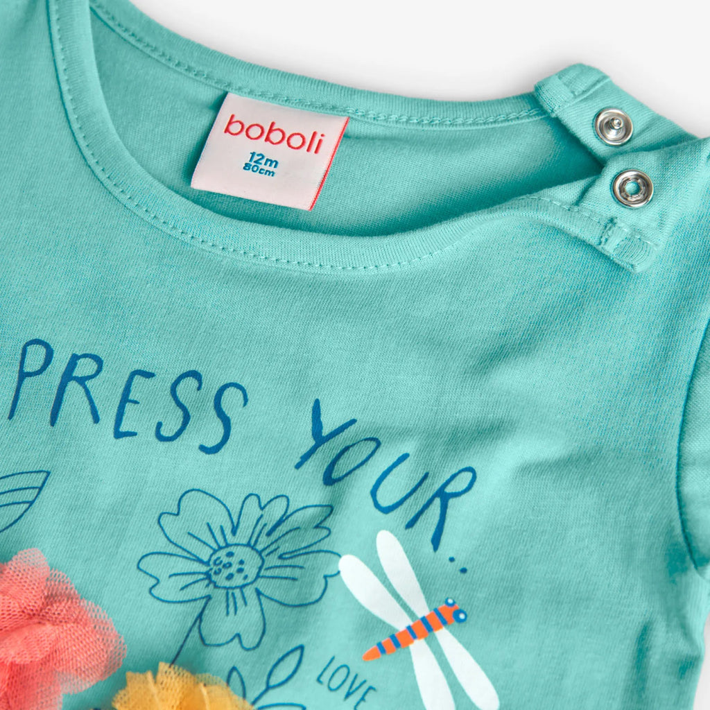 T-shirt mezza manica express your emotions turchese