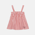 Top ricamato logo Weekend a righe rosse