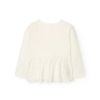 T-shirt manica lunga fiori e tulle bianco