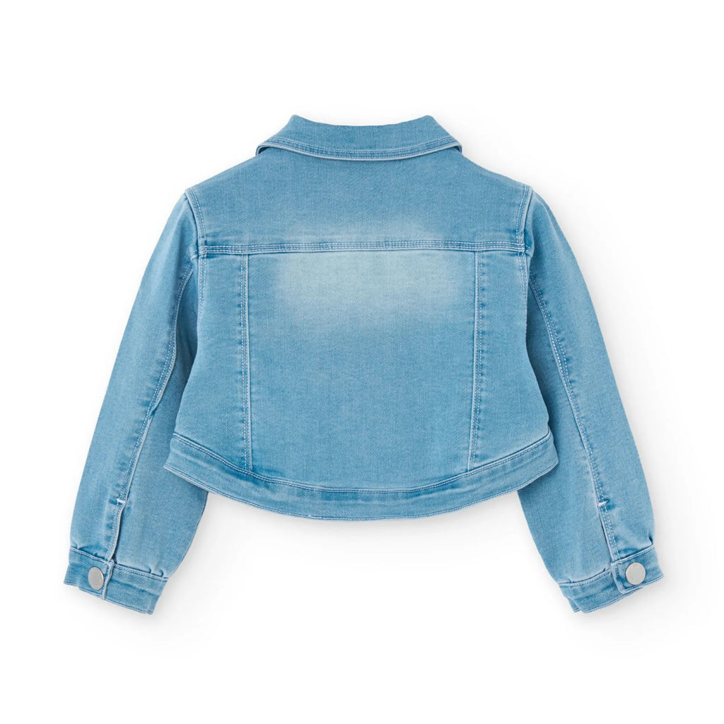 Giubbotto jeans corto blu lavato