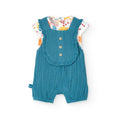 Completo t-shirt mezza manica e salopette ottanio