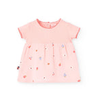 Vestito stampato con copri pannolino in tinta rosa