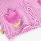 Cardigan tricot con cappuccio e tulipano