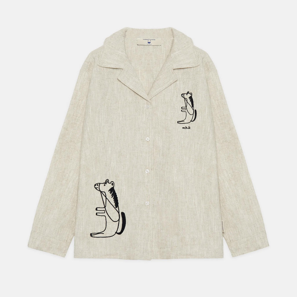 Camicia ricamata con cavallo seduto sabbia