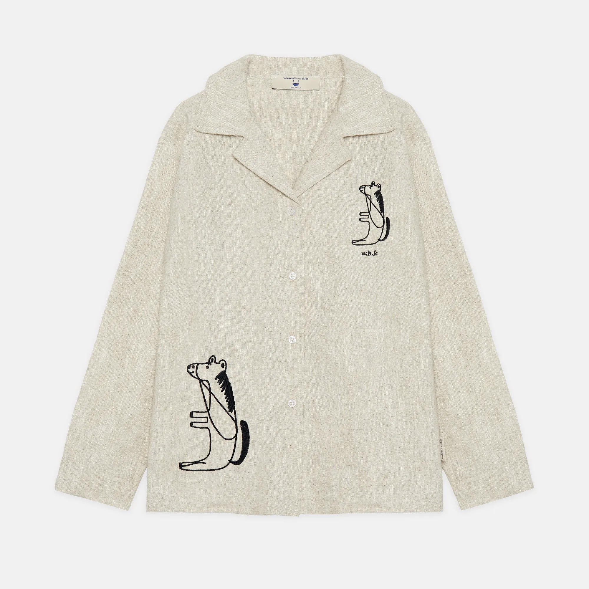 Camicia ricamata con cavallo seduto sabbia