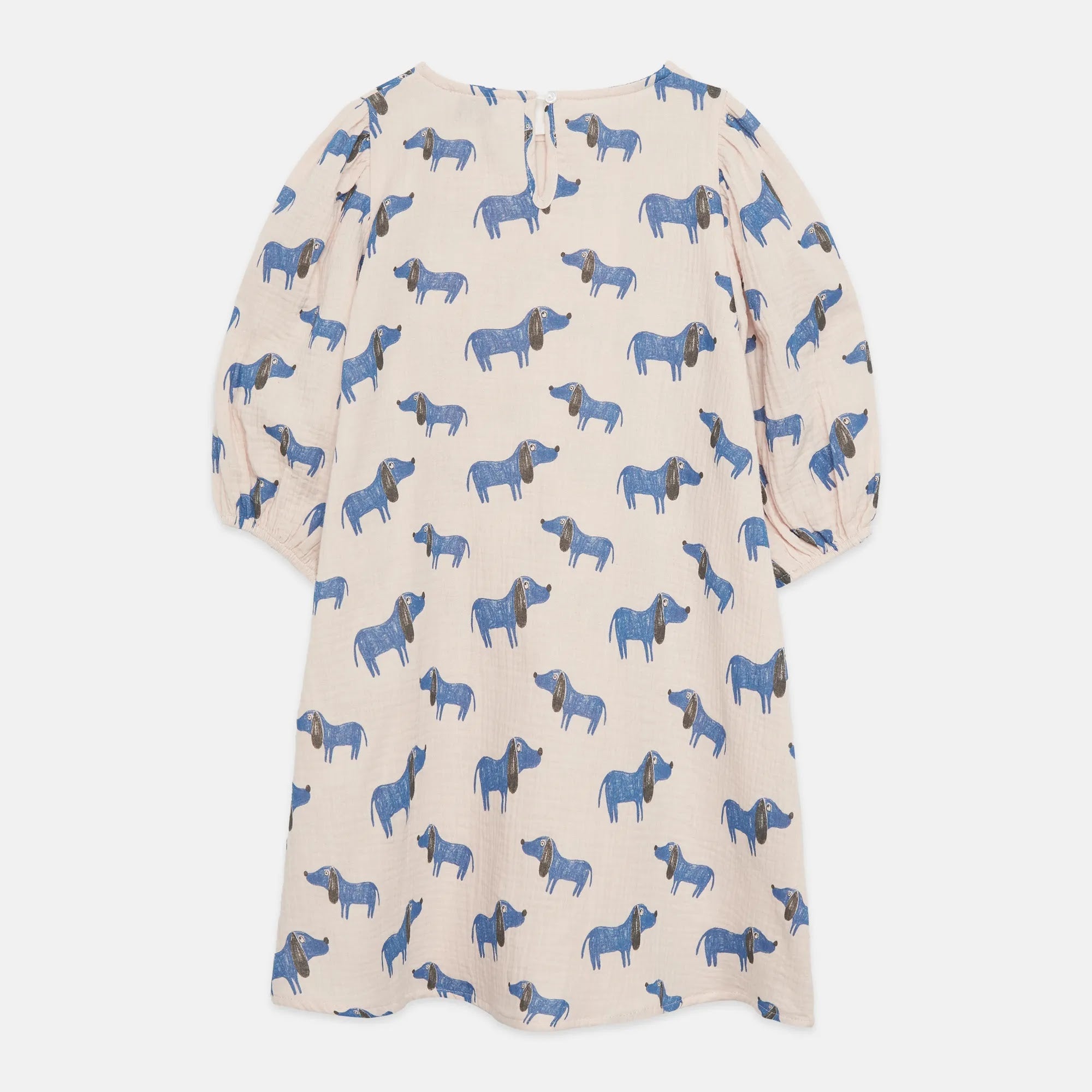 Blue dog all over woven dress