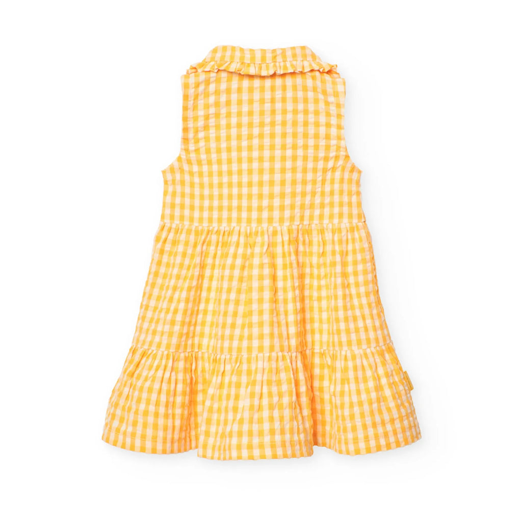Vestito a balze vichy giallo sole