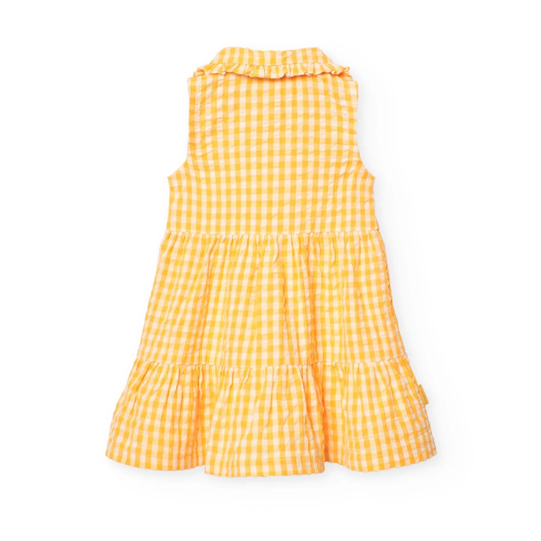 Vestito a balze vichy giallo sole