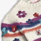 Maglione bambina a righe colorate e fiori