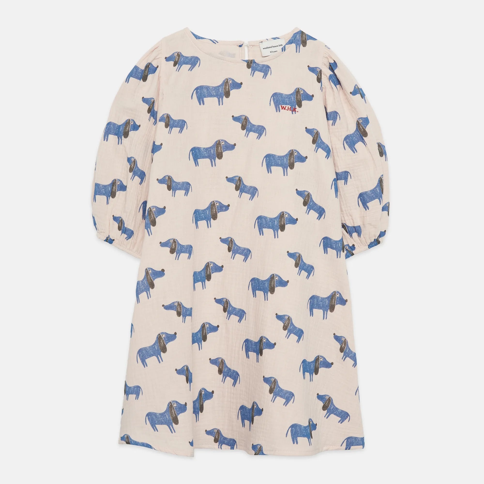 Blue dog all over woven dress