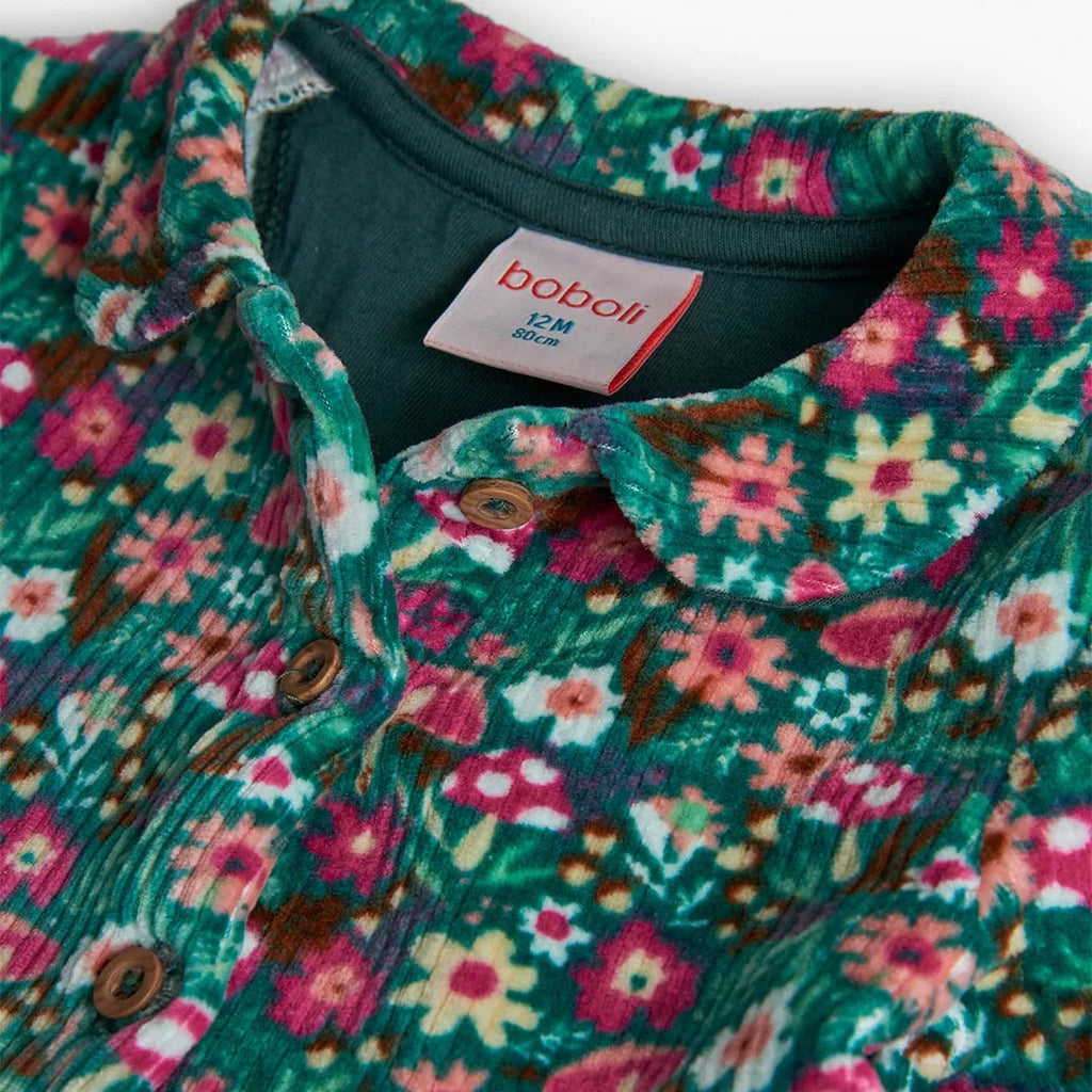 Vestito velluto a coste verde bambina
