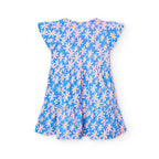 Vestito a fiori con balze blu vivace