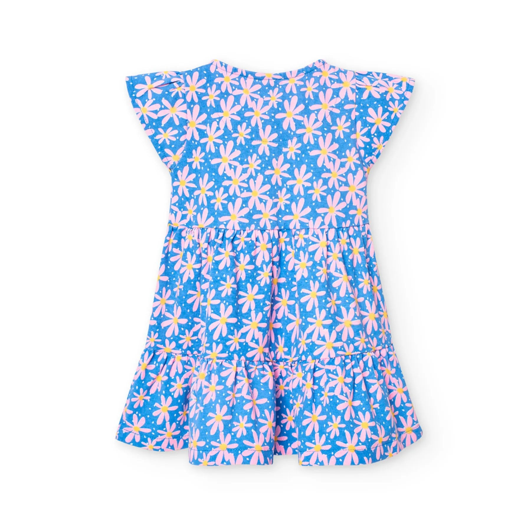 Vestito a fiori con balze blu vivace