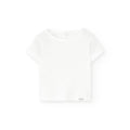 T-shirt mezza manica neonati bianca a costine