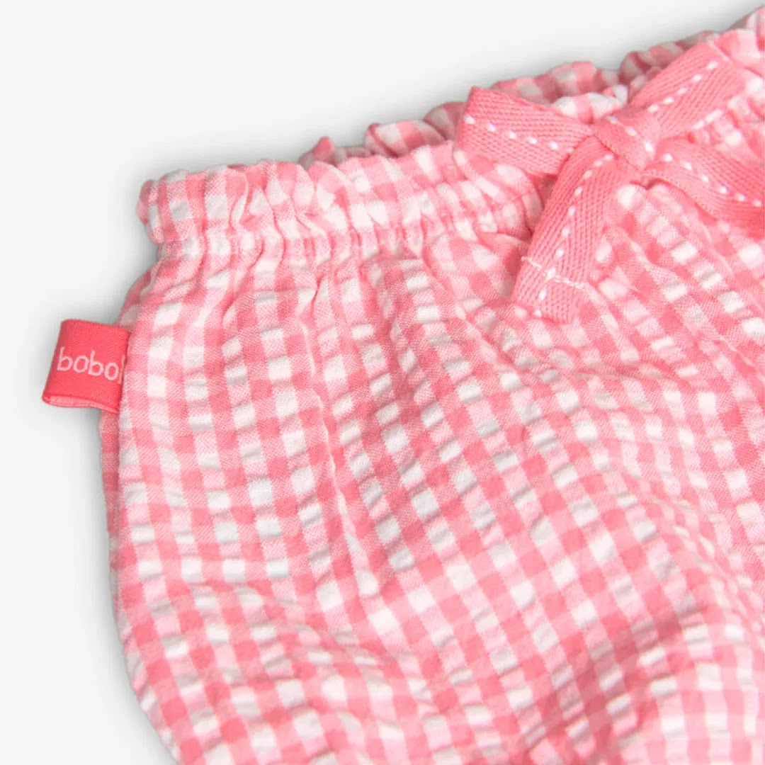 Completo t-shirt giromanica con culotte vichy rosa