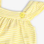 Pagliaccetto a righe giallo e bianco con tulipani