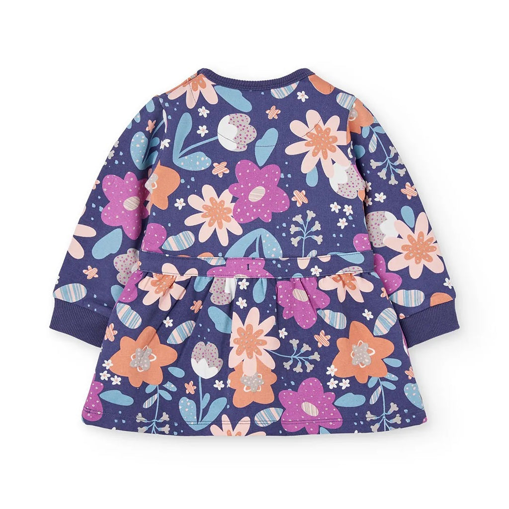 Vestito felpa fiori bambina viola