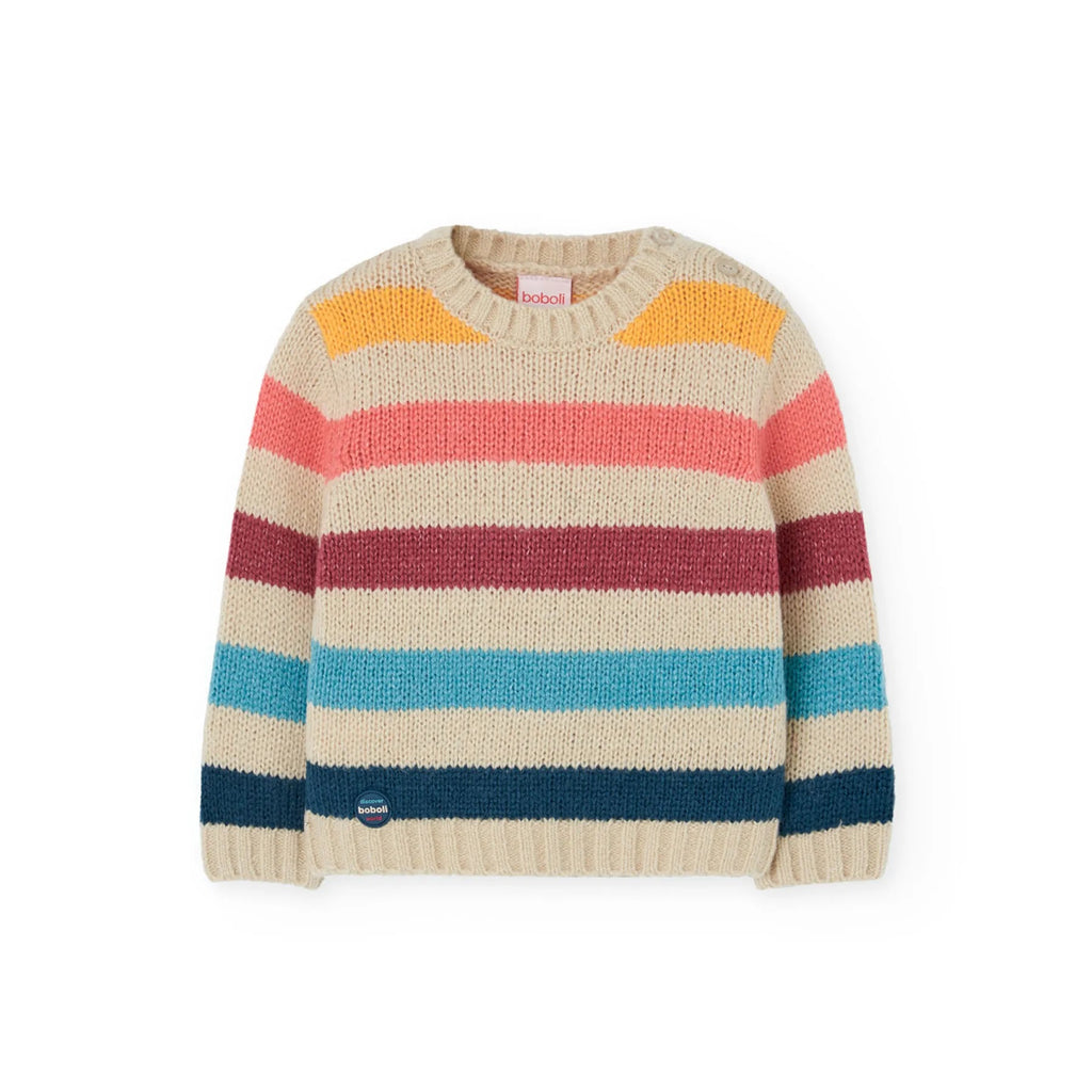 Maglione girocollo bambino righe colorate