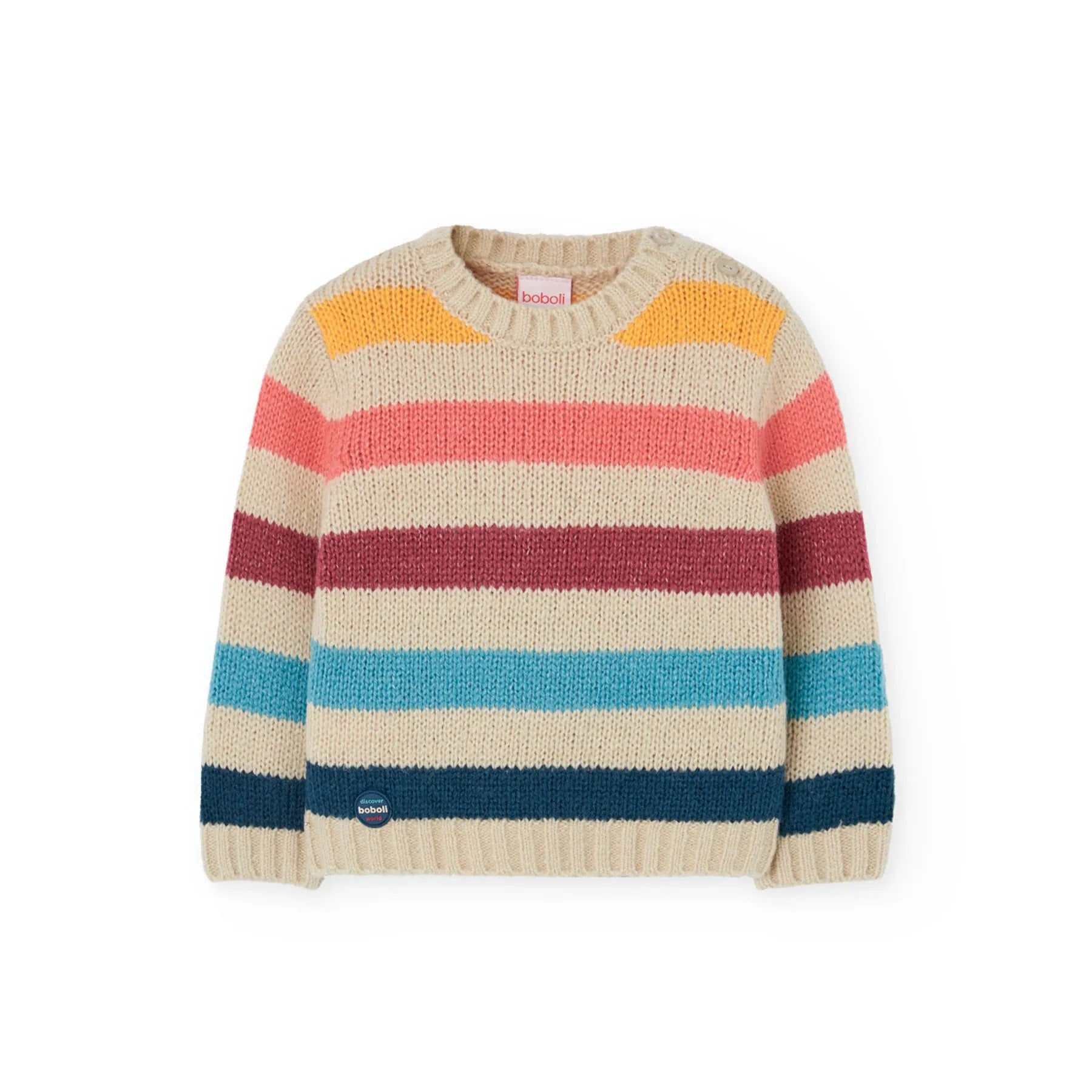 Maglione girocollo bambino righe colorate