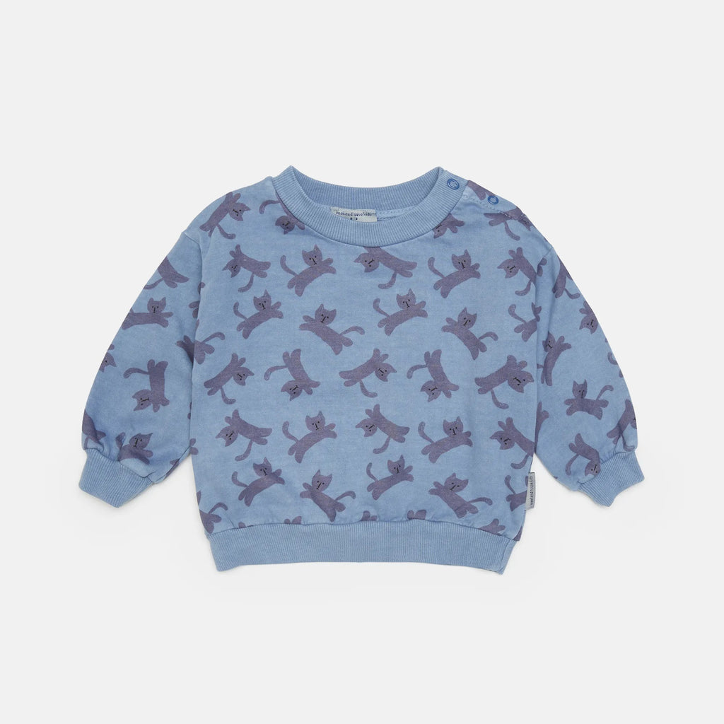 Felpa per bambino con gatti blu pastello