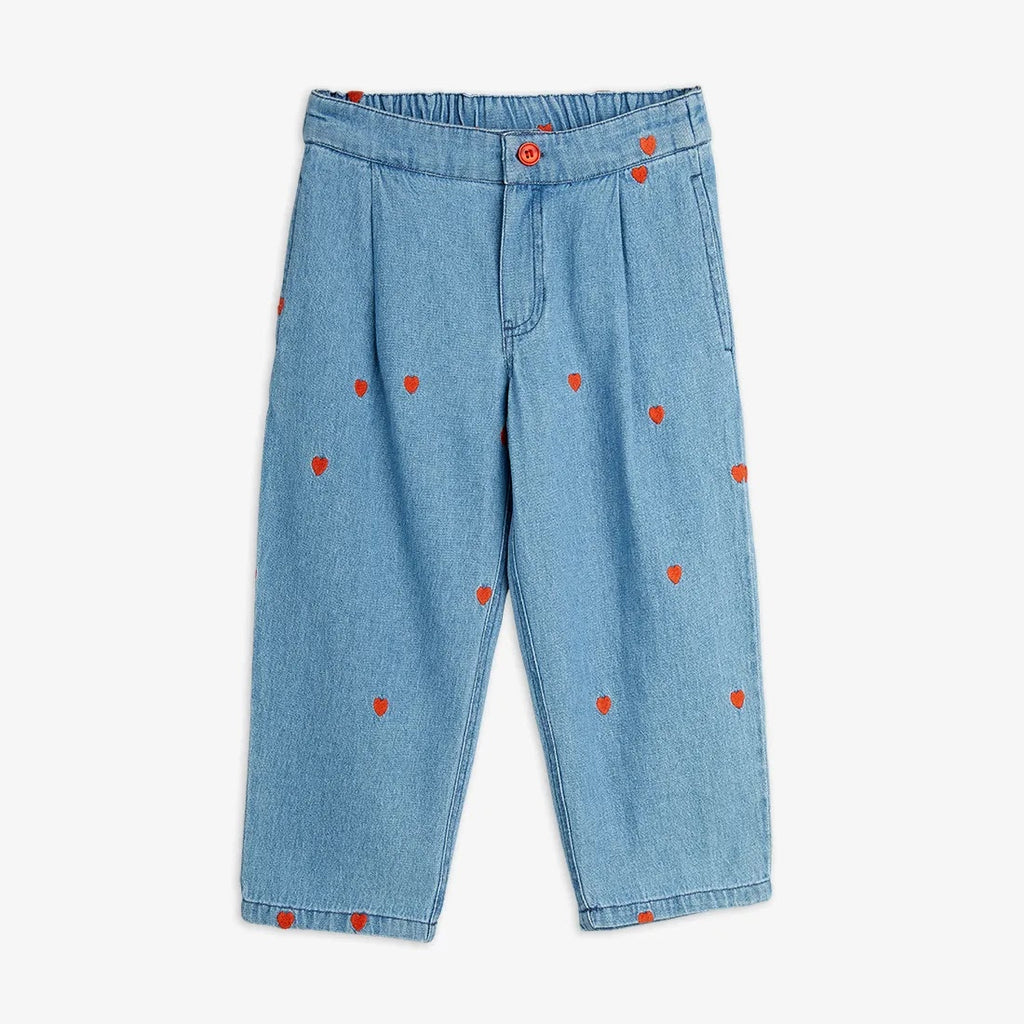 Pantaloni Jeans leggero cuori ricamati