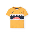 T-shirt mezza manica che sorride giallo kiwi