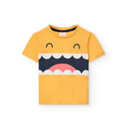 T-shirt mezza manica che sorride giallo kiwi