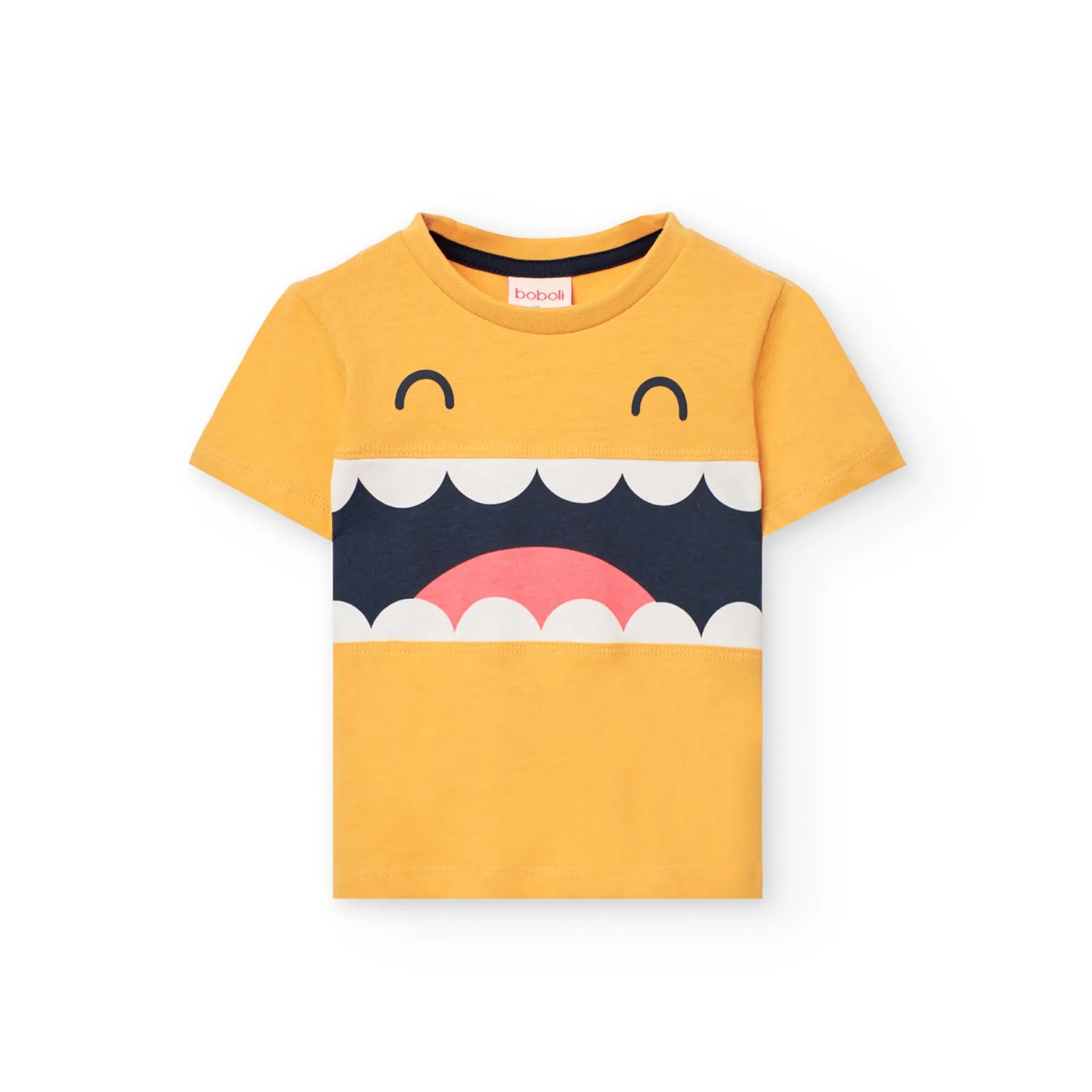 T-shirt mezza manica che sorride giallo kiwi