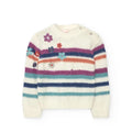 Maglione bambina a righe colorate e fiori