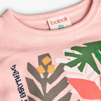 Felpa corta stampa floreale rosa