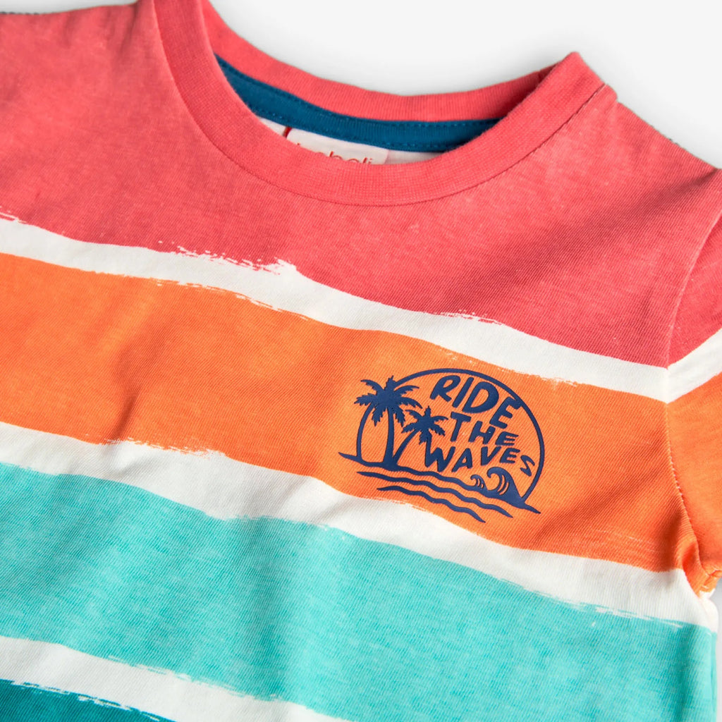 T-shirt mezza manica a righe orizzontali sunset