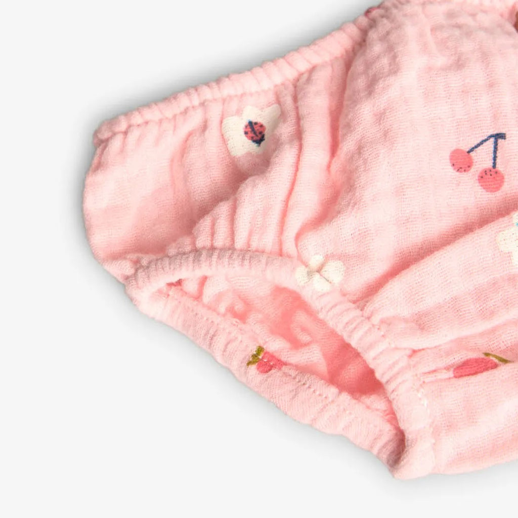 Vestito stampato con copri pannolino in tinta rosa