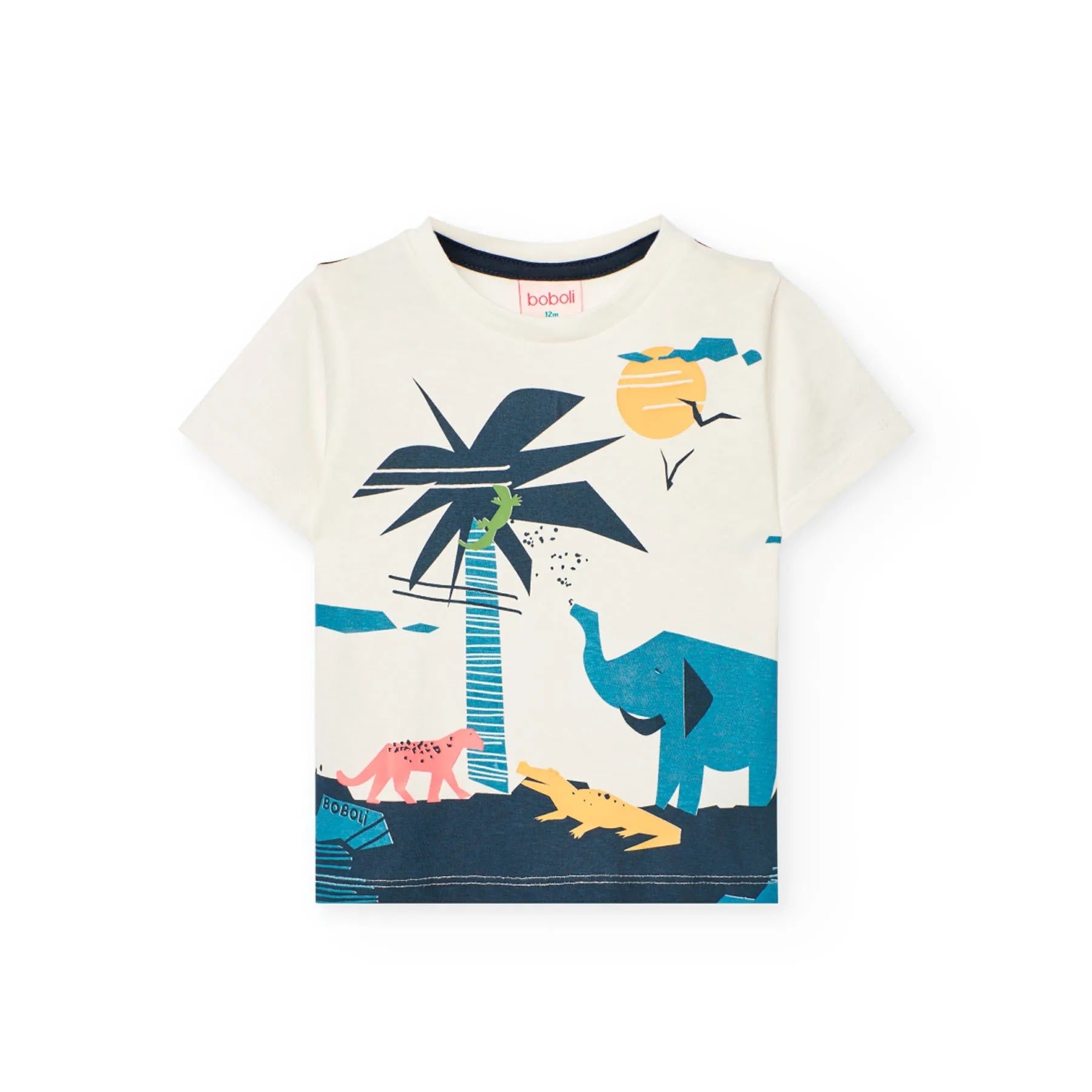 Completo t-shirt mezza manica e pantaloncino palma ed elefante