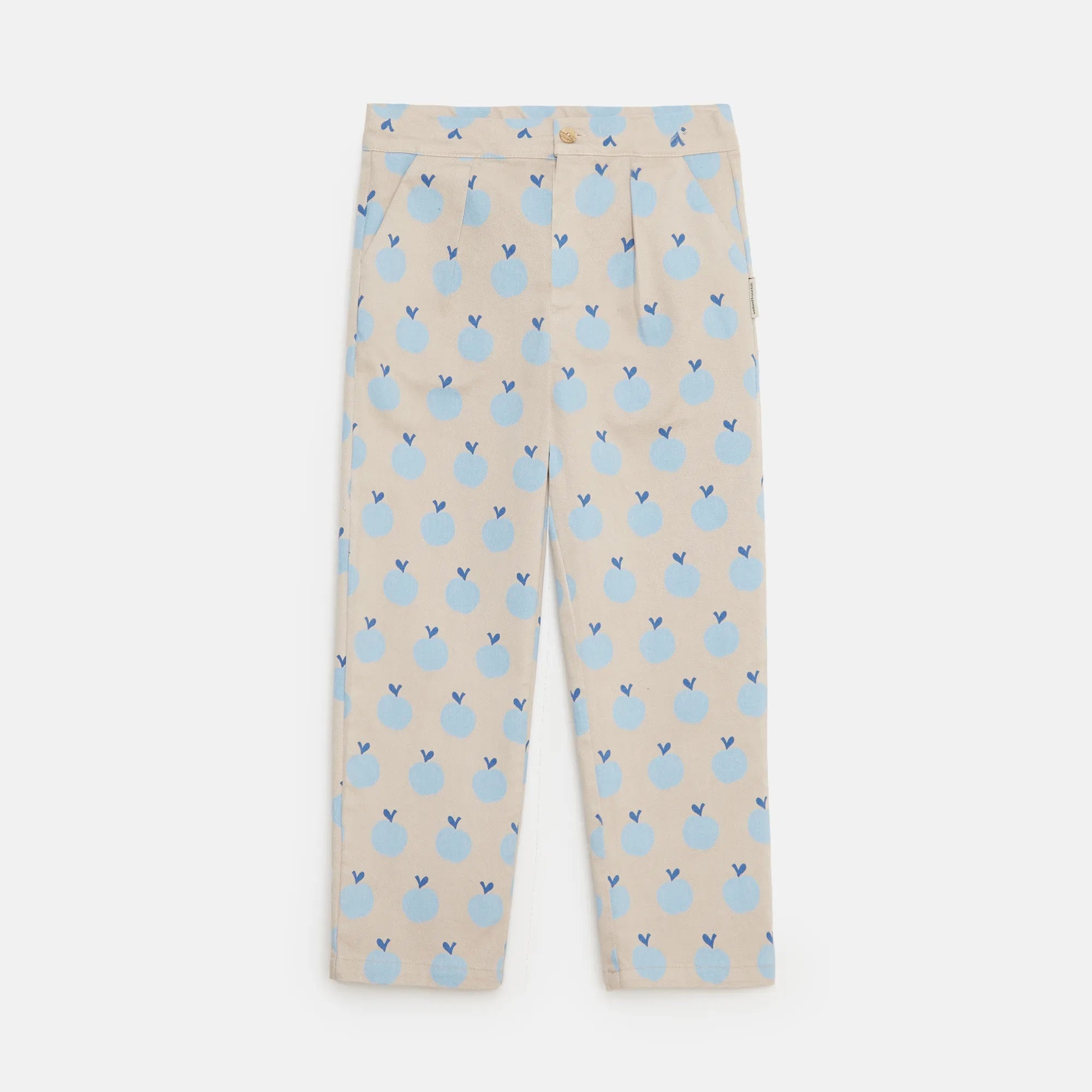 Pantalone chino con stampa mela topo