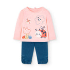 Completo t-shirt e pantalone lungo coccinella rosa blu