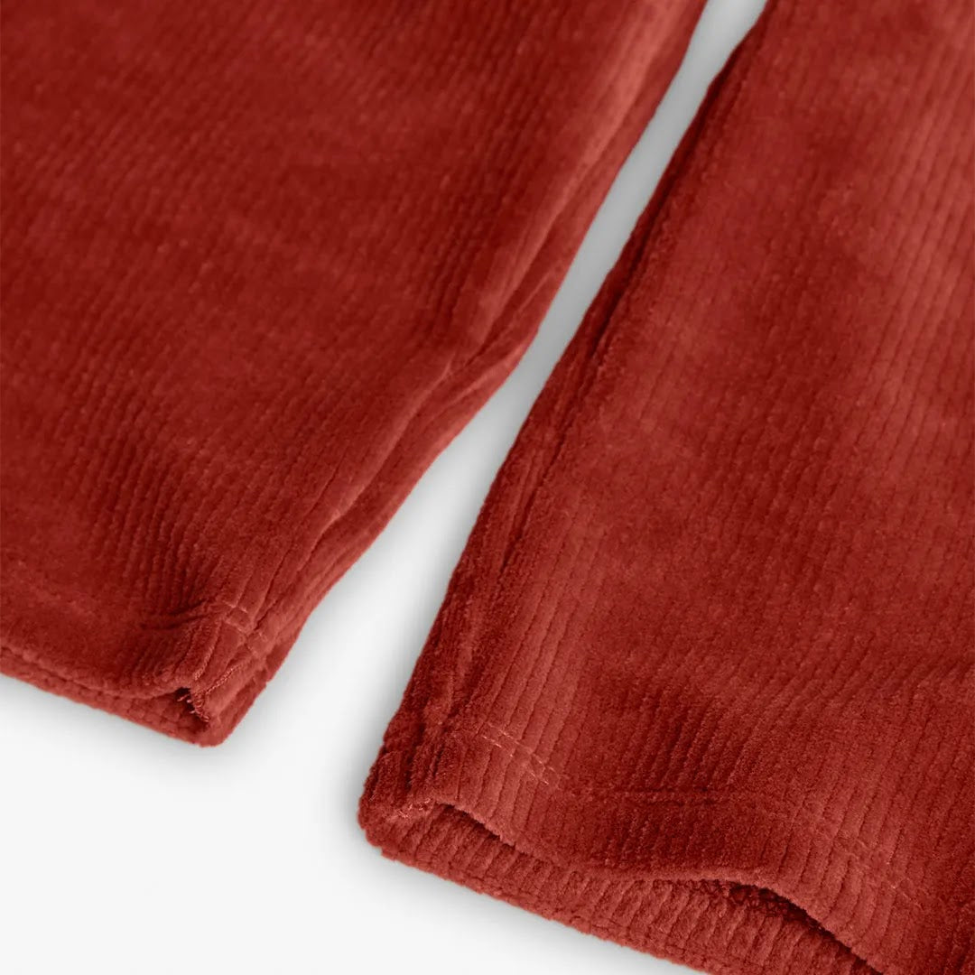 Pantalone linea dritta velluto a coste terracotta