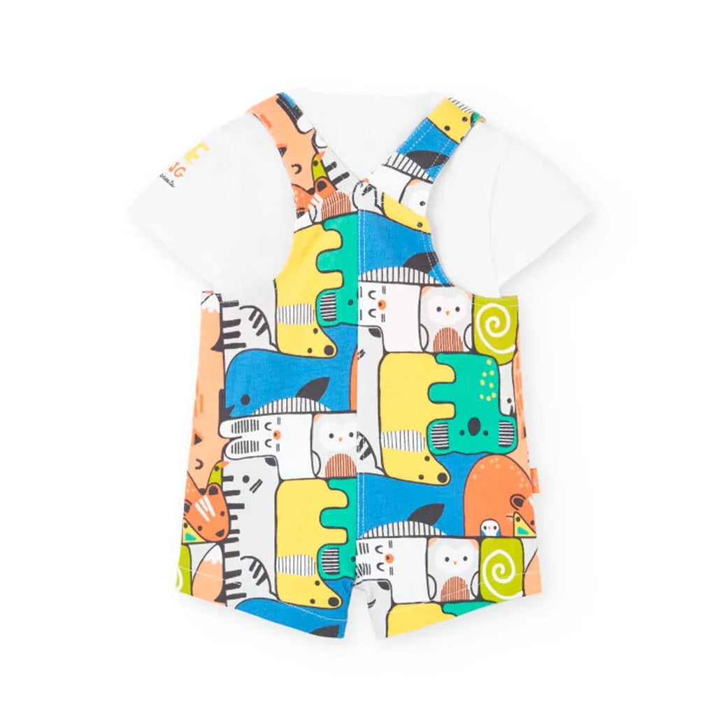 Completo t-shirt mezza manica e salopette stampa vivace