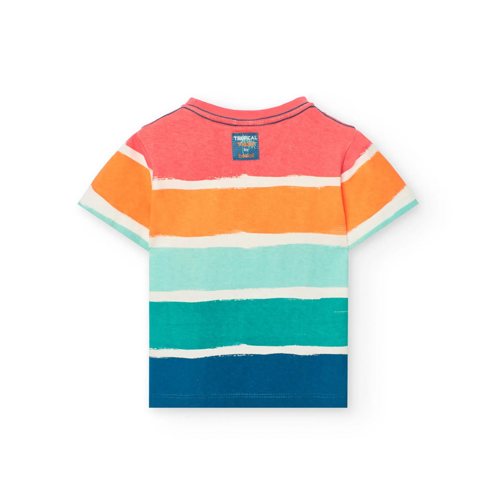 T-shirt mezza manica a righe orizzontali sunset