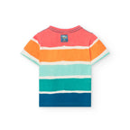 T-shirt mezza manica a righe orizzontali sunset