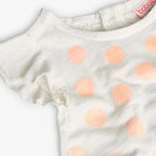T-shirt giromanica a pois bianco
