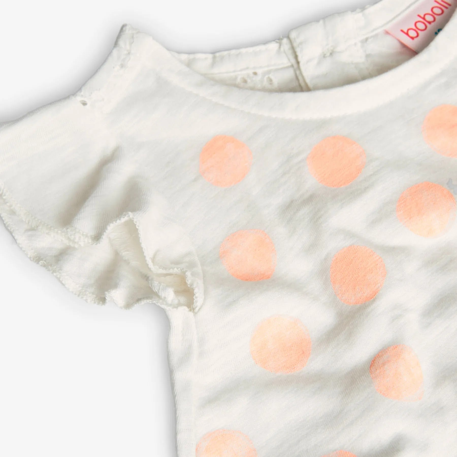 T-shirt giromanica a pois bianco