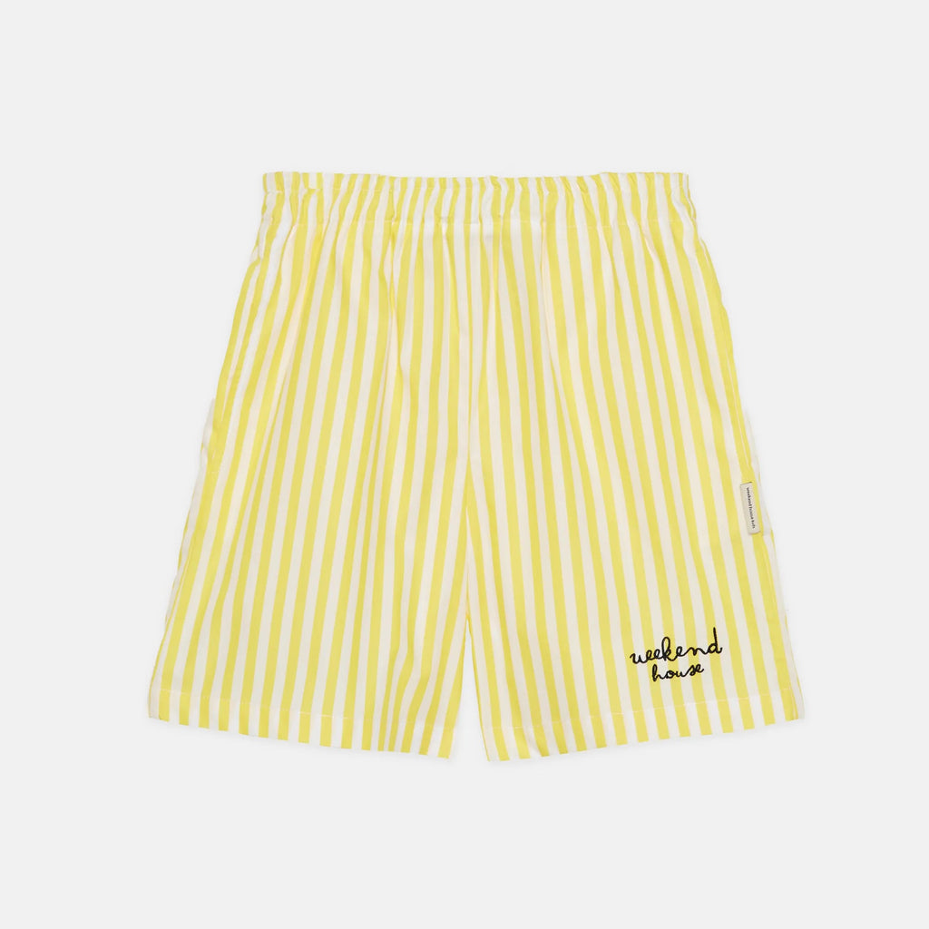 Bermuda a righe gialle con logo Weekend giallo