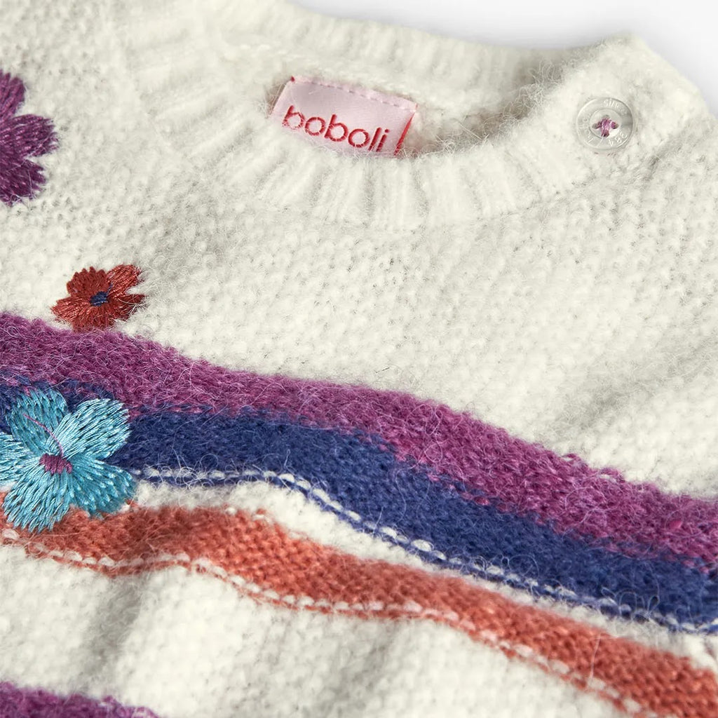 Maglione bambina a righe colorate e fiori