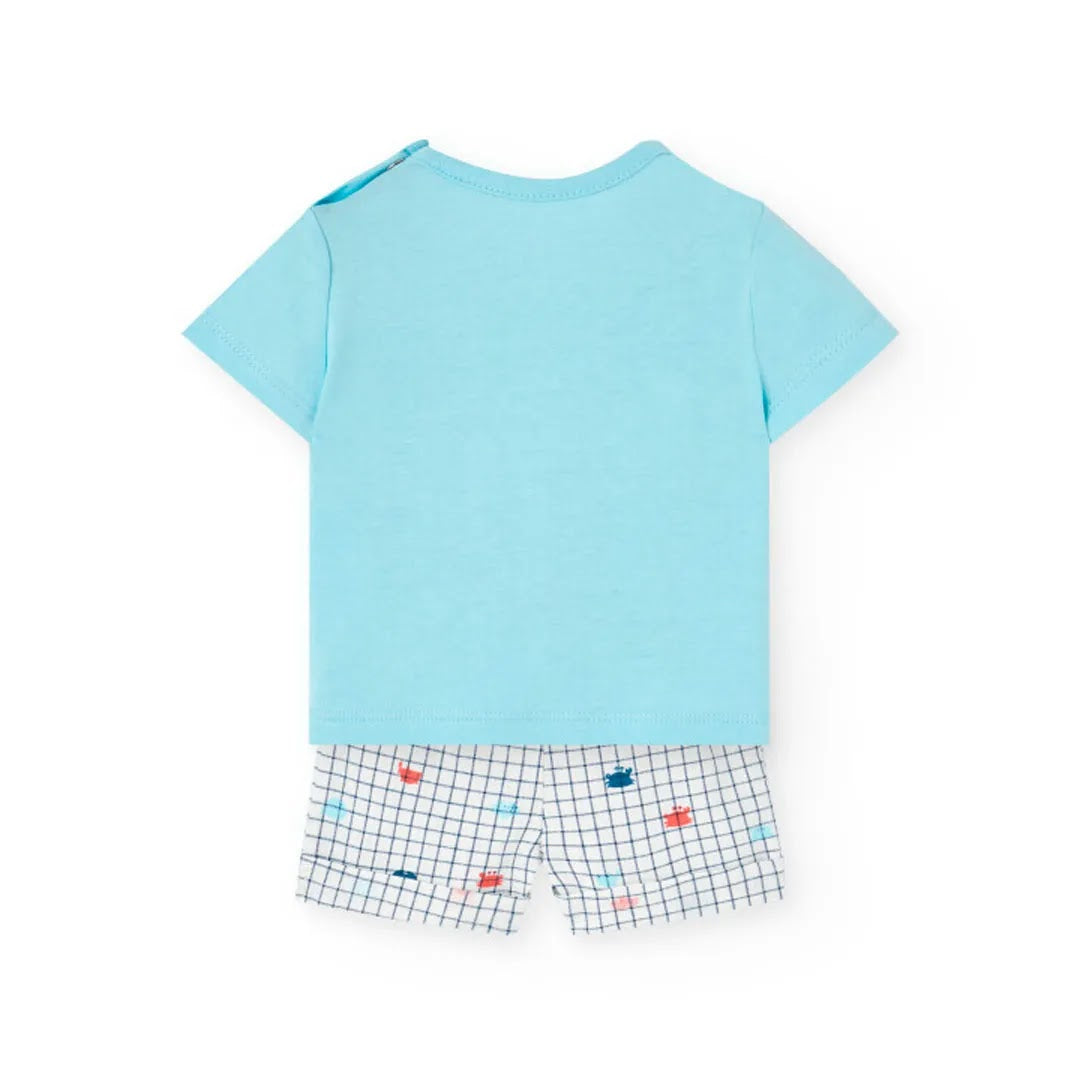 Completo t-shirt mezza manica e pantaloncino granchio