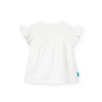 T-shirt giromanica con fiori 3D bianco
