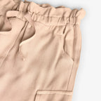 Pantaloni vita a sacchetto tasconi crema