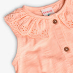 Camicia giromanica con colletto sangallo rosa