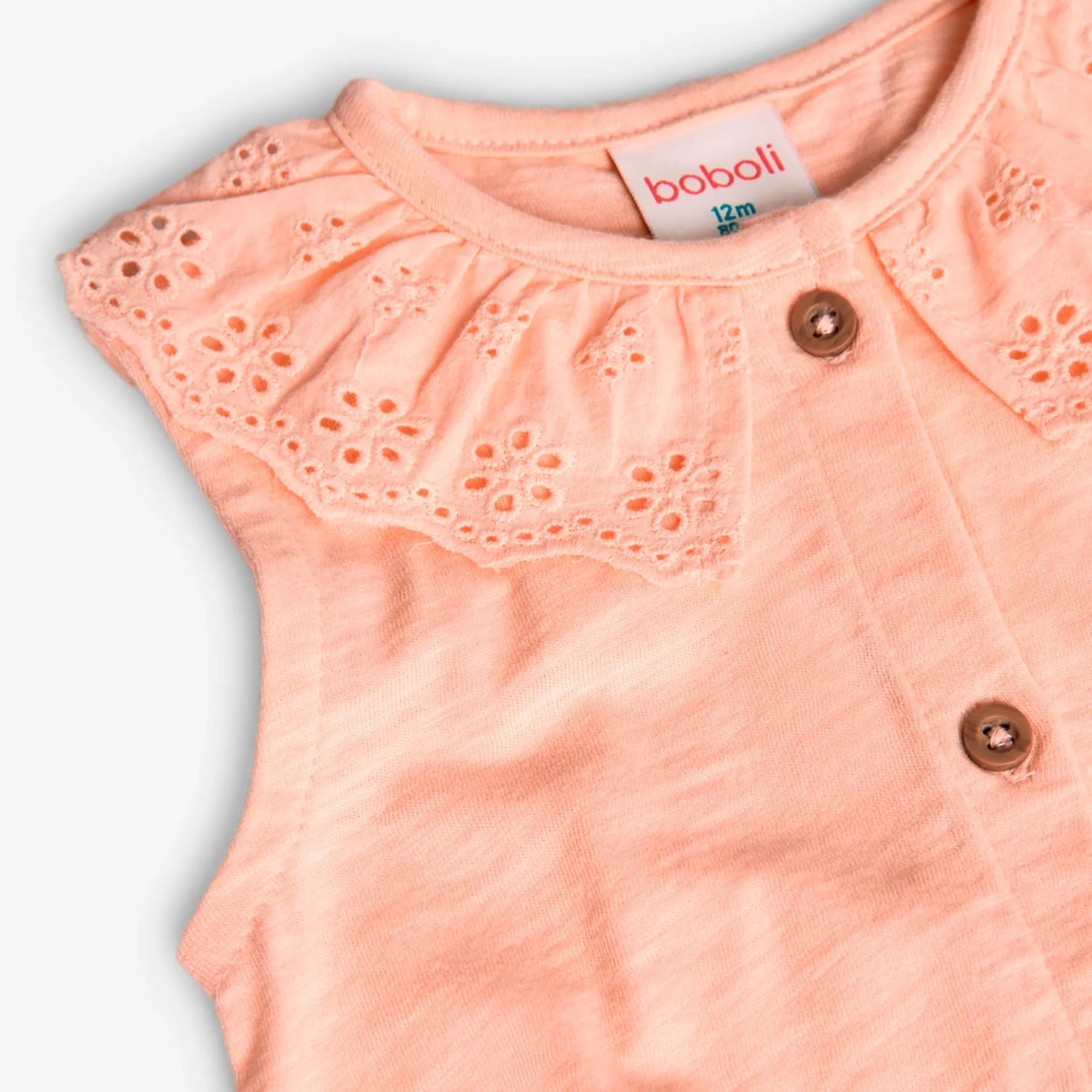 Camicia giromanica con colletto sangallo rosa